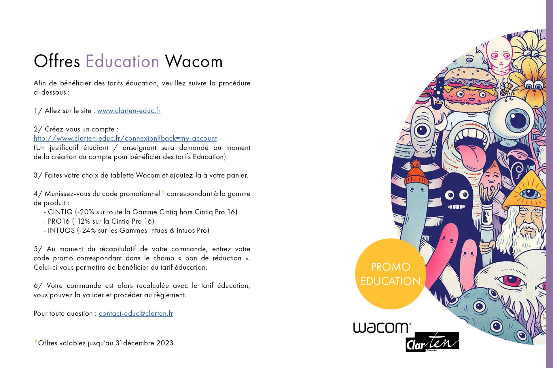 Remises Education tablettes et écrans Wacom