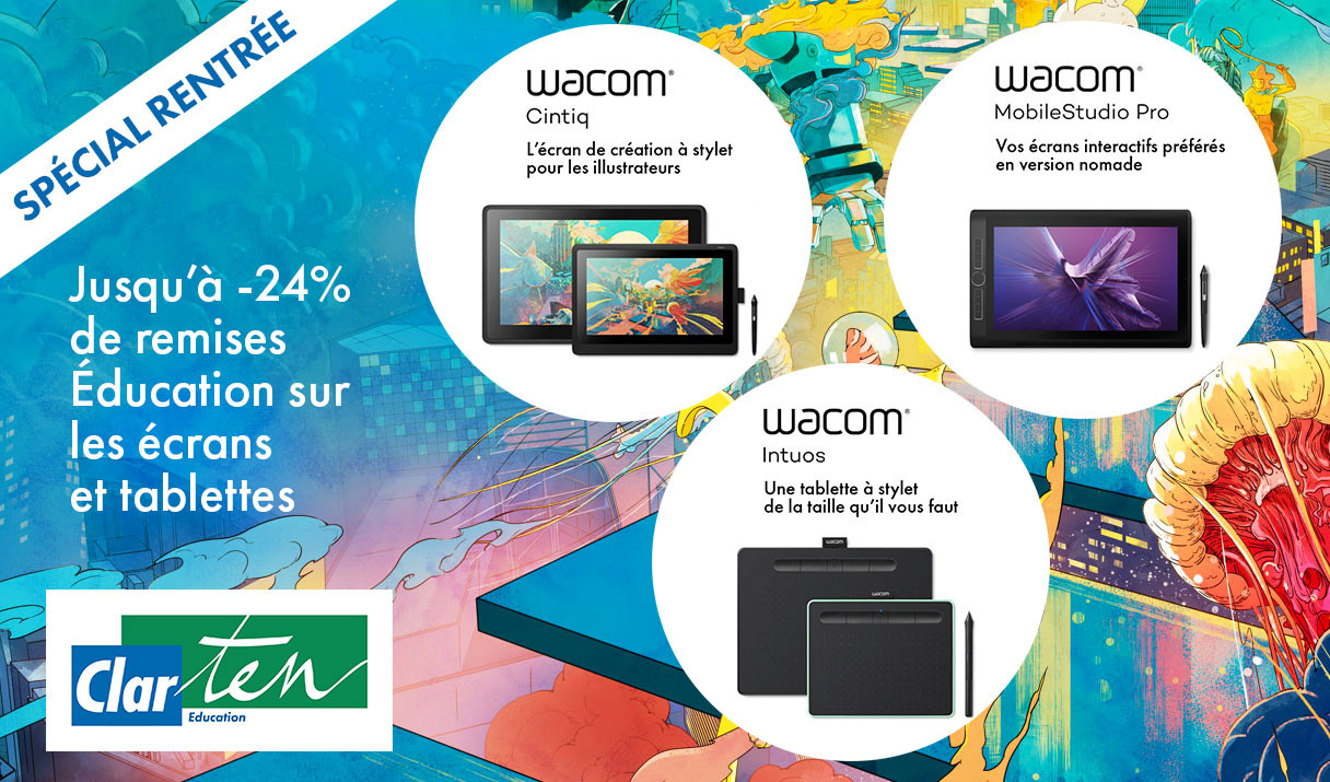 Remise Éducation sur l’achat d’une tablette graphique ou d'un écran interactif Wacom