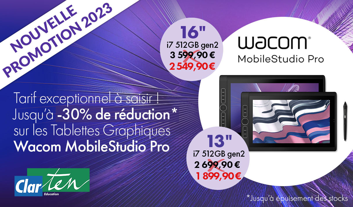 Jusqu'à-30% sur les tablettes Wacom Mobile Studio Pro 13" et 16"